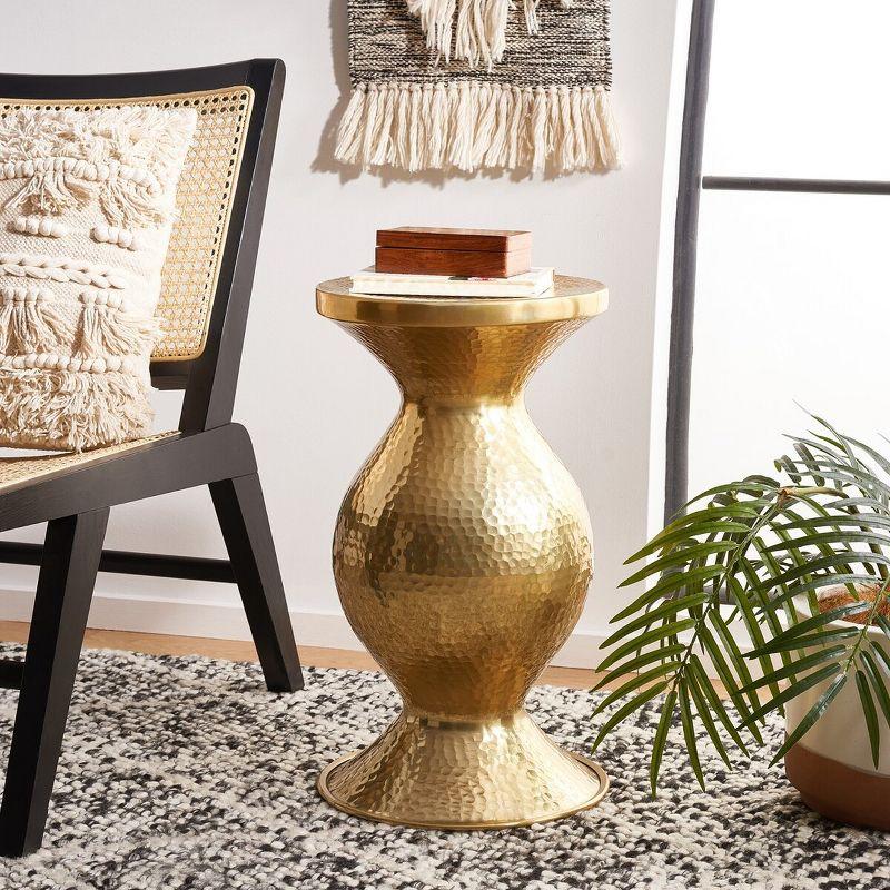 Janus Hammered Stool Accent Table - Gold - Safavieh.