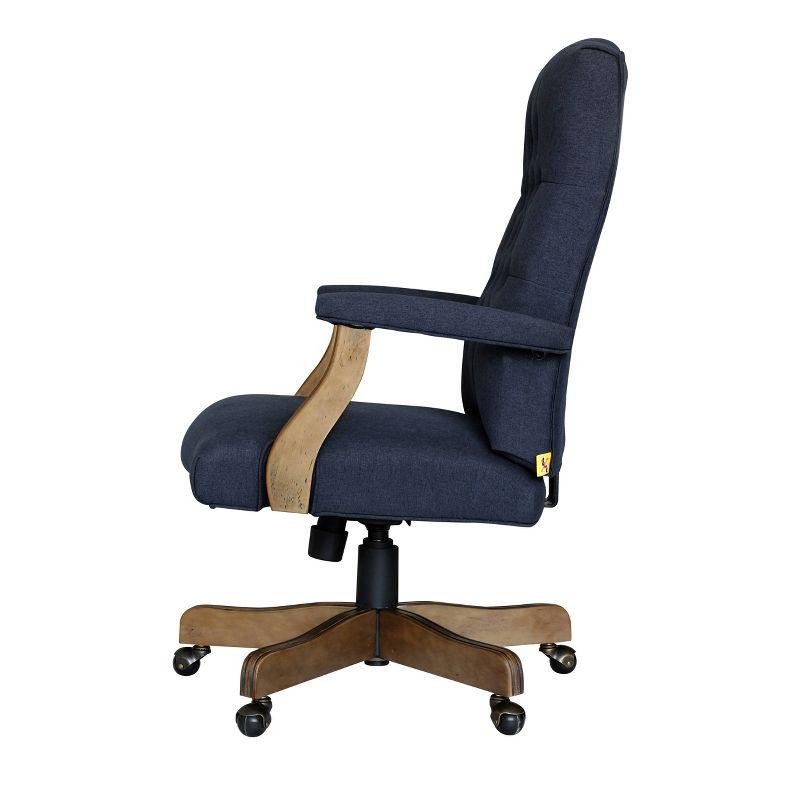 Traditional Executive Chair Navy - Boss Office Products: Commercial Grade, Driftwood Base, Brass Castors