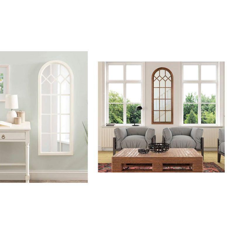 Kate and Laurel Gilcrest Arch Wood Windowpane Mirror, 18x47, White