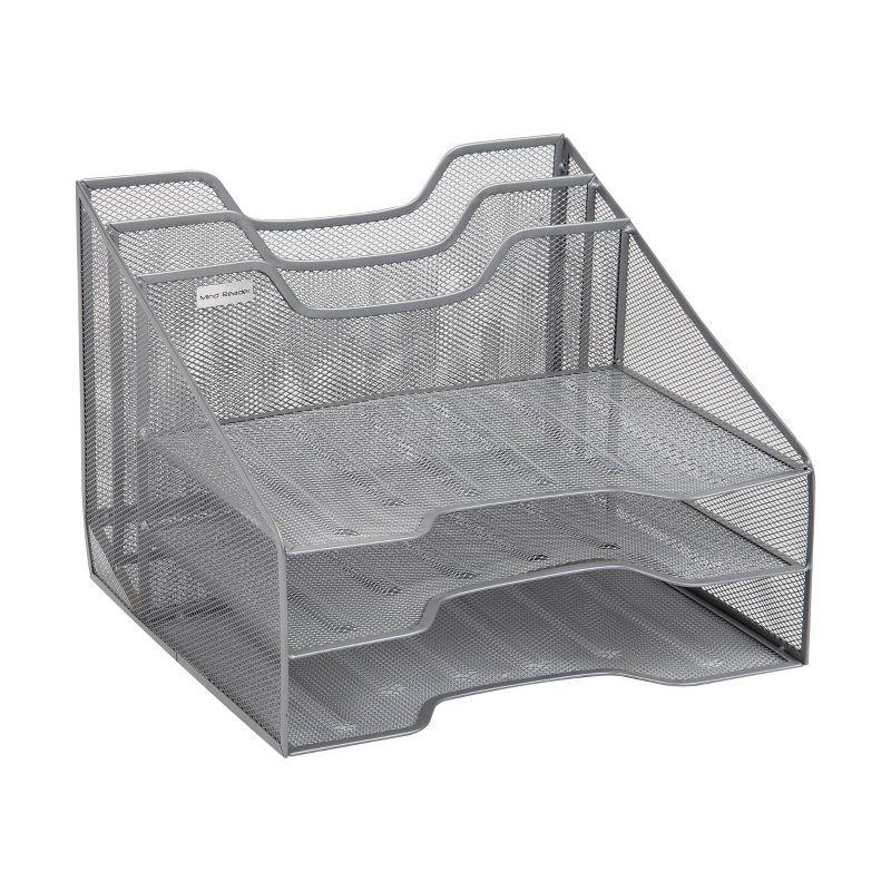 Mind Reader Mind Reader Desktop Organizer, Vertical File Holder, Paper Trays, Office, Metal Mesh, 12.5"L x 11.5"W x 9.5"H