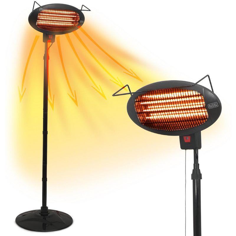 BLACK+DECKER Black Electric Patio Heater with Adjustable Tilt