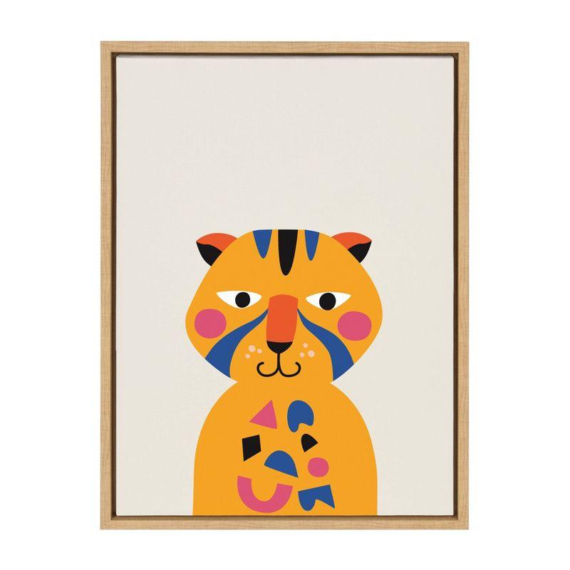 18"x24" Sylvie Mid Century Modern Baby Tiger by Rachel Lee - Kate and Laurel: Nursery Decor, Animal Theme