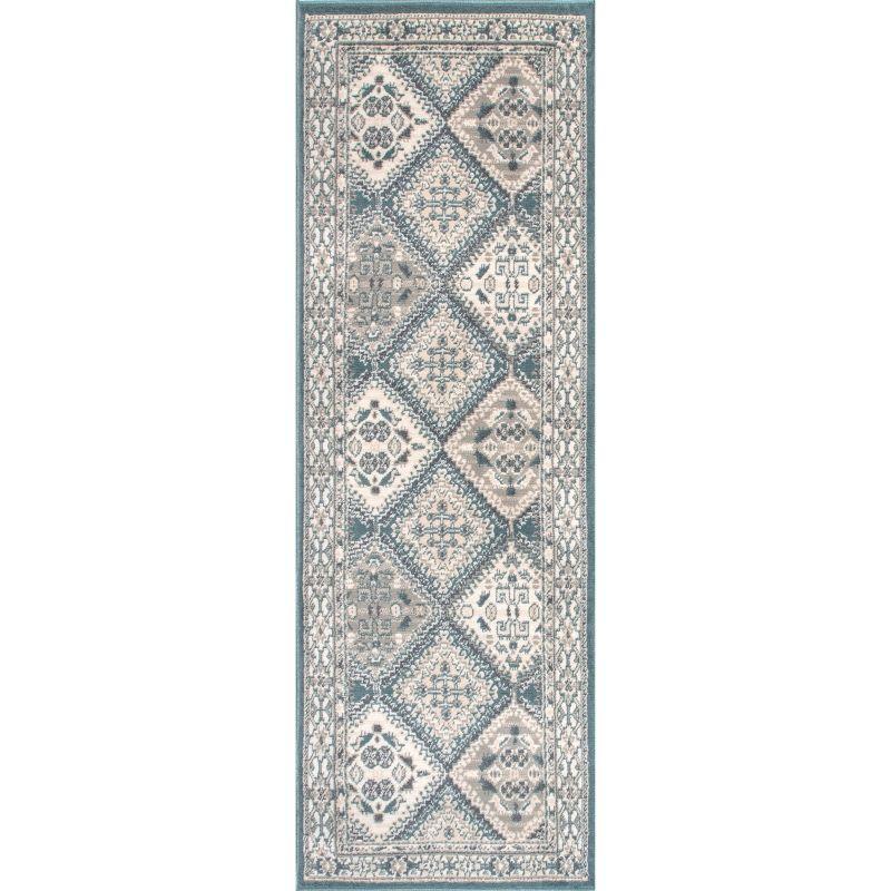 Nuloom 2x8 Becca  Tiled Indoor Area Rug, Blue, Faded Transitional Design, Stain Resistant, BedroomLiving Room, Kitchen,