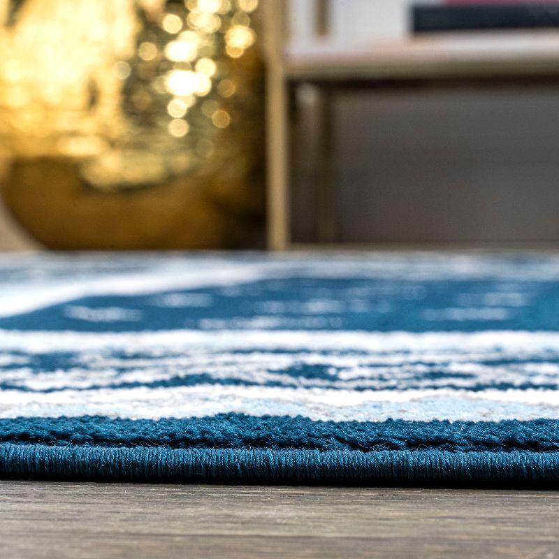 3'x 5' Acanthus French Border Area Rug, Navy/Blue - JONATHAN Y