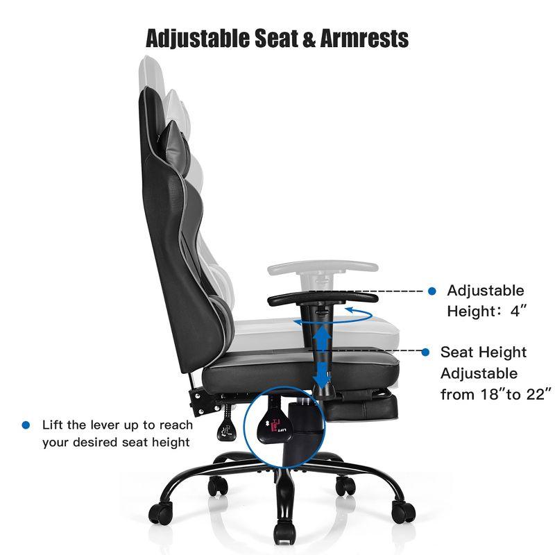 Costway Gaming Chair Racing High Back Office Chair w/ Footrest Black