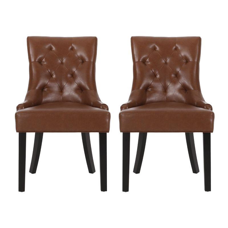 NicBex Modern Dining Chairs Set of 2 with Curved Tufted Backrest for Living Room,Meeting Room,Bedroom,Brown