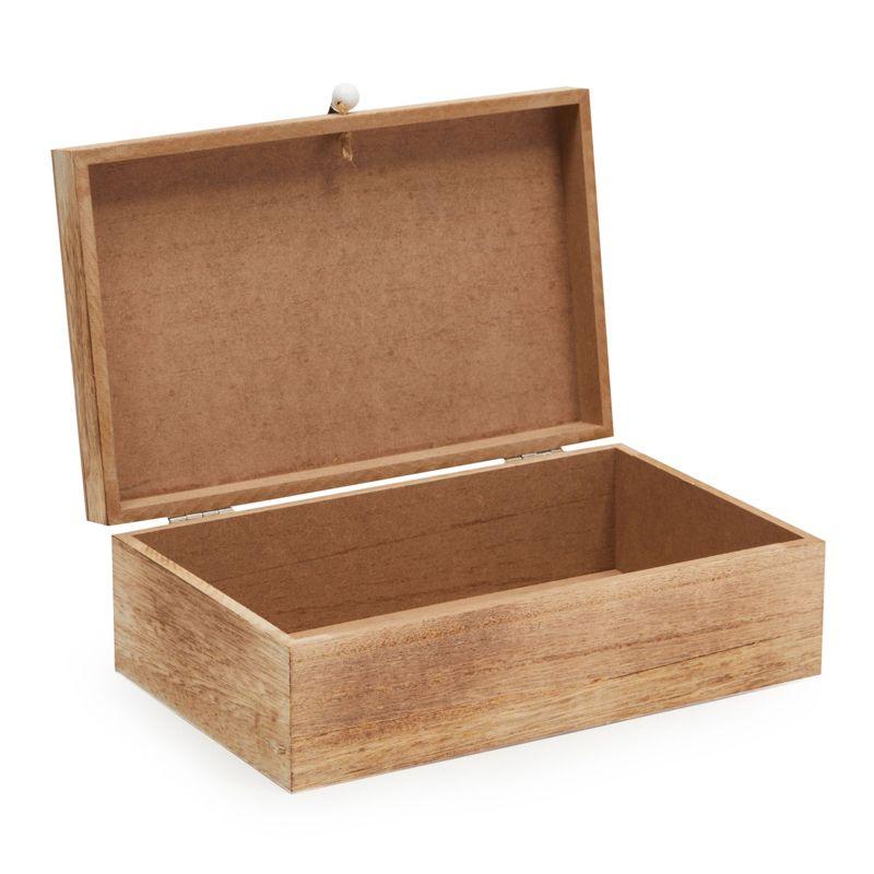 Juvale Small Wooden Decorative Box with Lid and Tassel for Jewelry, Trinket Storage, 9.4 x 6 x 3 In