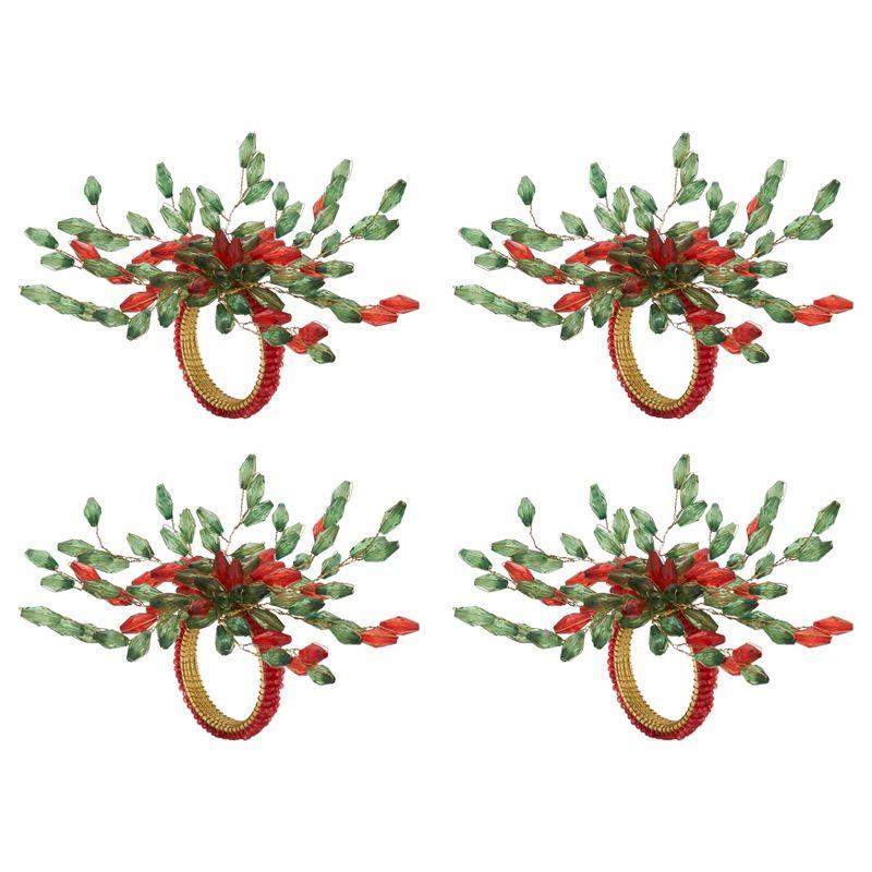 Saro Beaded Flower Napkin Ring (Set of 4)