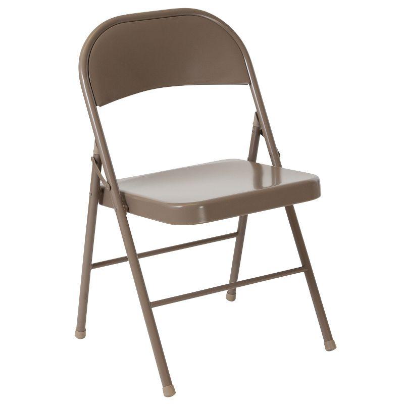 Beige Metal Foldable Reception Chair, 39" Length