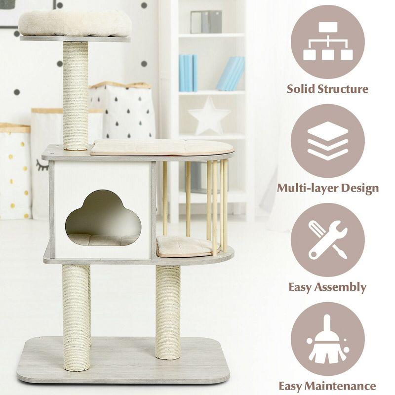 Archie & Oscar™ 46" Modern Wooden Cat Tree With Platform & Washable Cushions For Kittens & Cats