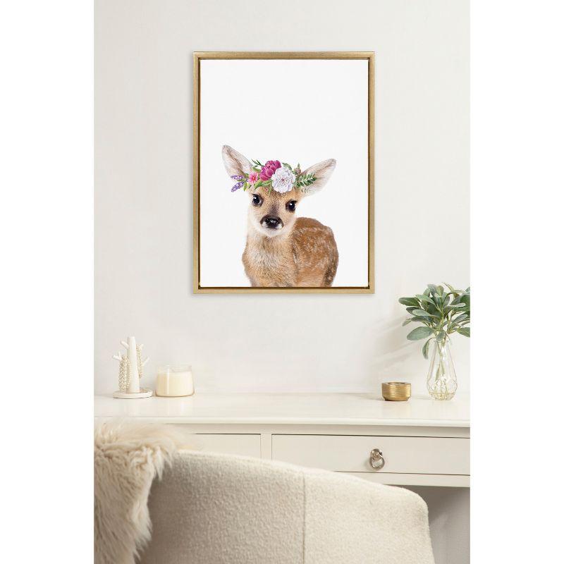 Kate & Laurel All Things Decor 18"x24" Sylvie Flower Crown Fawn Framed Wall Art by Amy Peterson Art Studio