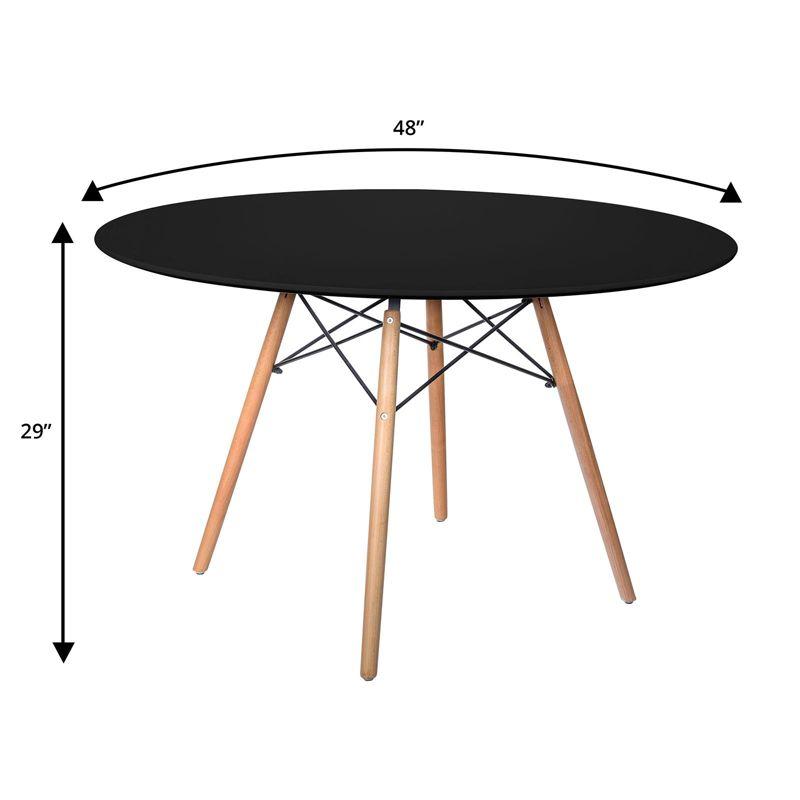 LeisureMod Dover Round Dining Table with Eiffel Base, Modern Design for Kitchens and Dining Rooms