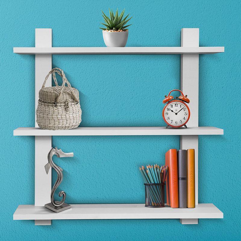 Sorbus Decorative Asymmetric Square Floating Wall Shelf  Set of 3