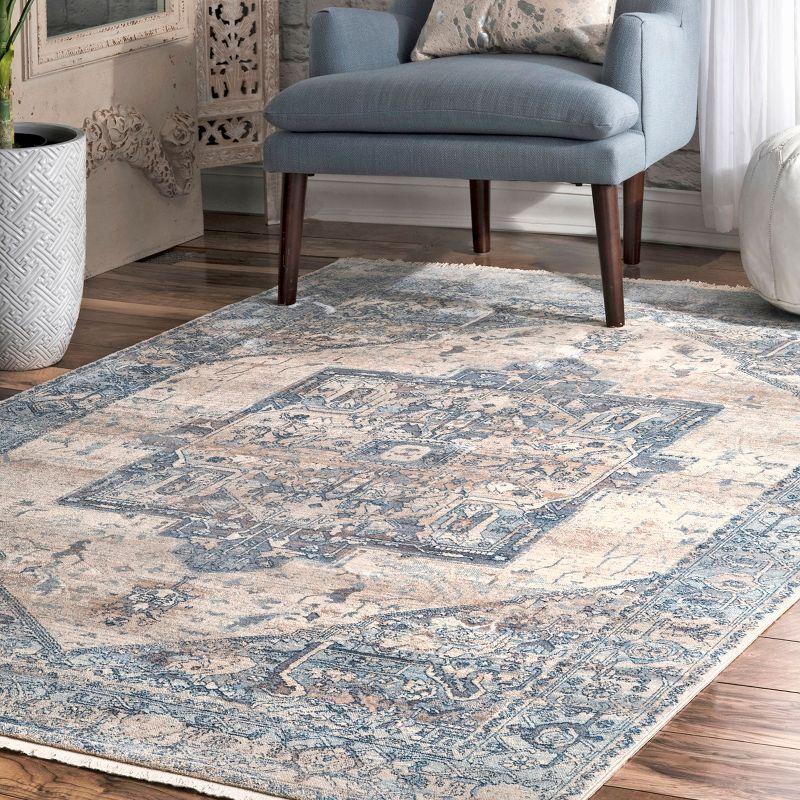 Nuloom Harriet Oriental/Persian 7x9 Indoor Area Rug for Living Room Bedroom Dining Room Kitchen, Light Blue/Multicolor