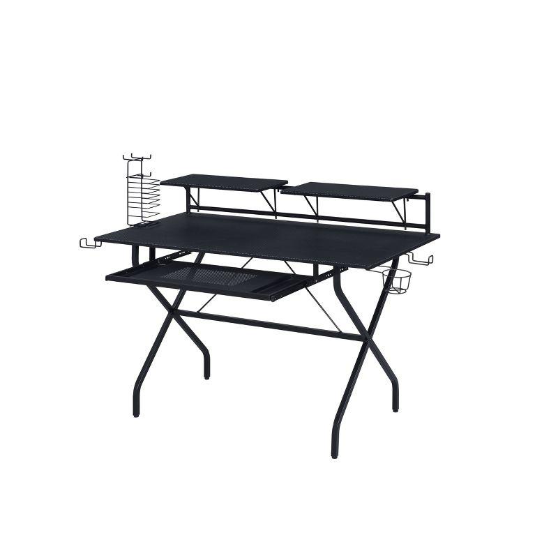 Acme Furniture Hartman Computer Desk Black: Metal Frame, MDF Surface, Hutch Storage, 47" Width