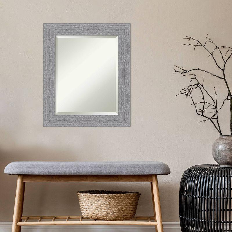 21" x 25" Bark Rustic Framed Wall Mirror Gray - Amanti Art
