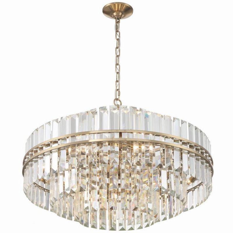 Aged Brass and Crystal 16-Light Chandelier