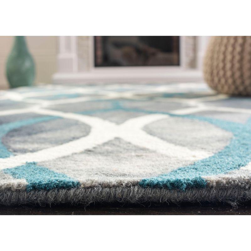 Gray and Blue Hand-Tufted Wool Runner Rug