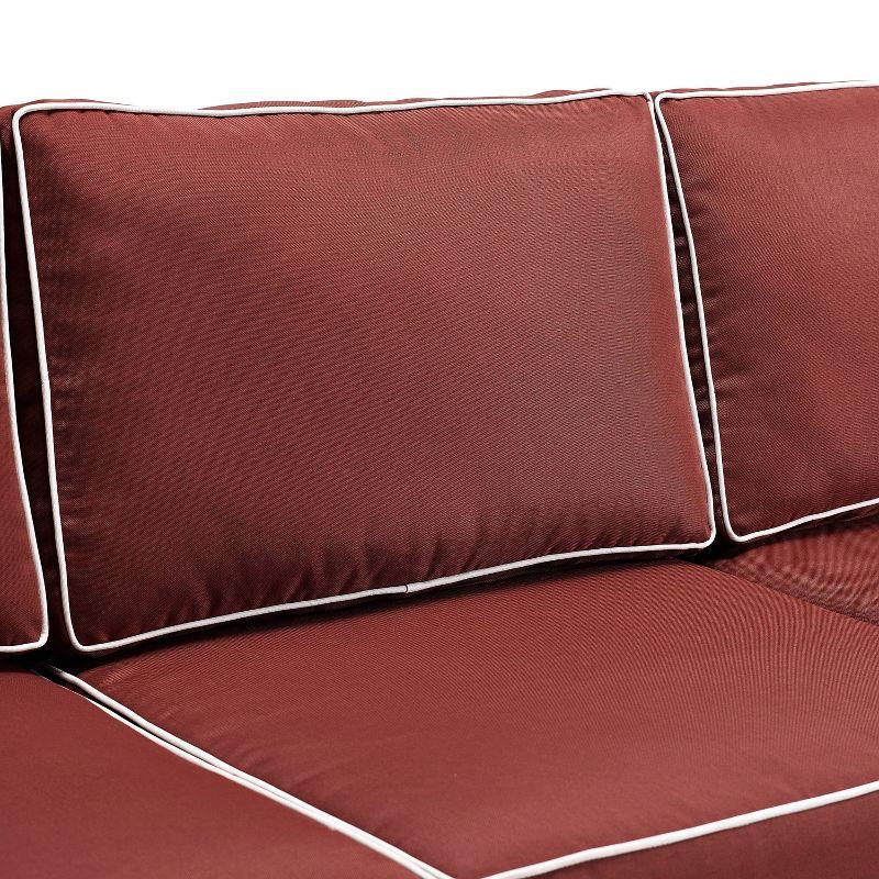Bradenton Outdoor Wicker Sofa - Sangria - Crosley: Steel Frame, UV-Resistant, 3-Seater Patio Couch with Foam Cushions
