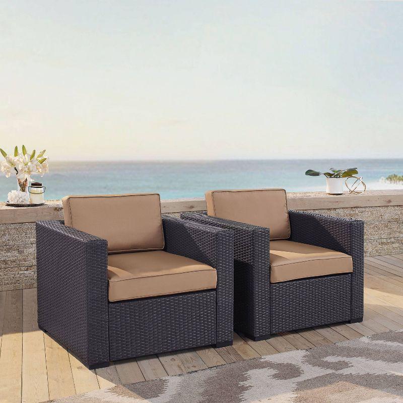 Biscayne 2pc Outdoor Wicker Chairs - Mocha - Crosley