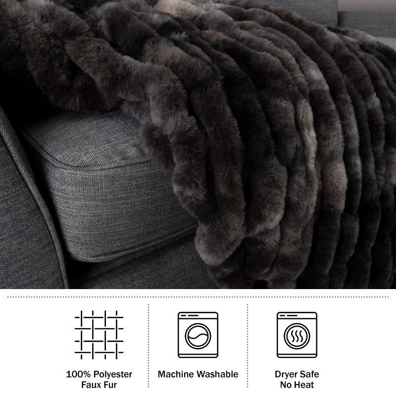 Lavish Home Lavish Home Oversized Ruched Faux Fur Blanket - 60x80-Inch Jacquard Faux Fur Queen-Size Throw for Sofas and Beds - Luxurious Bedding
