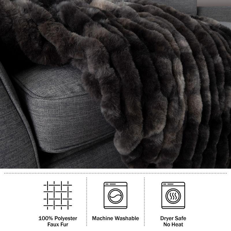 Lavish Home 60x80 Jacquard Faux Fur Blanket