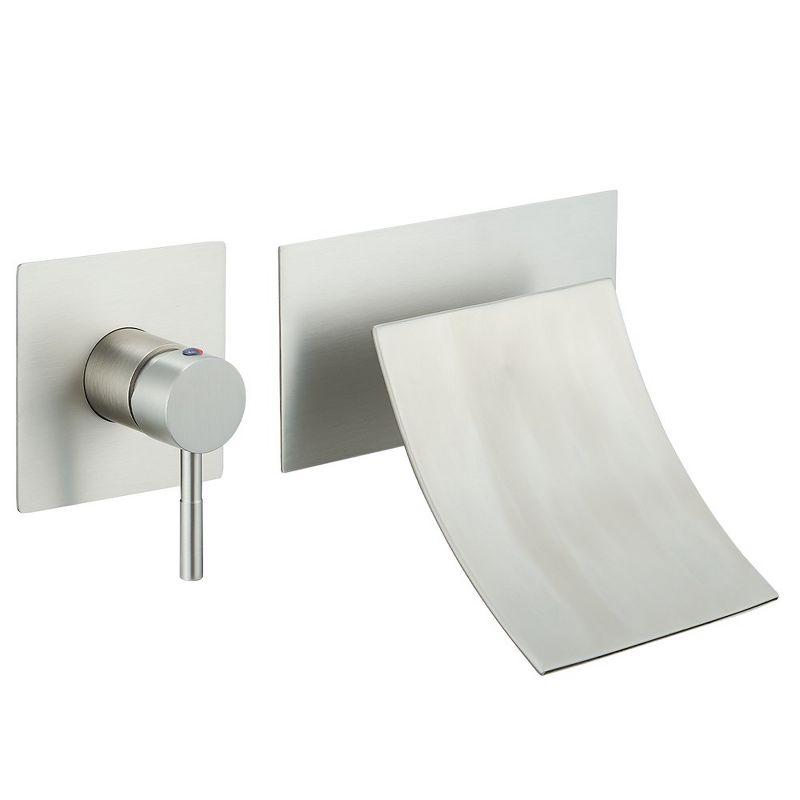 Brushed Nickel Wall Mount Waterfall Bathroom Faucet