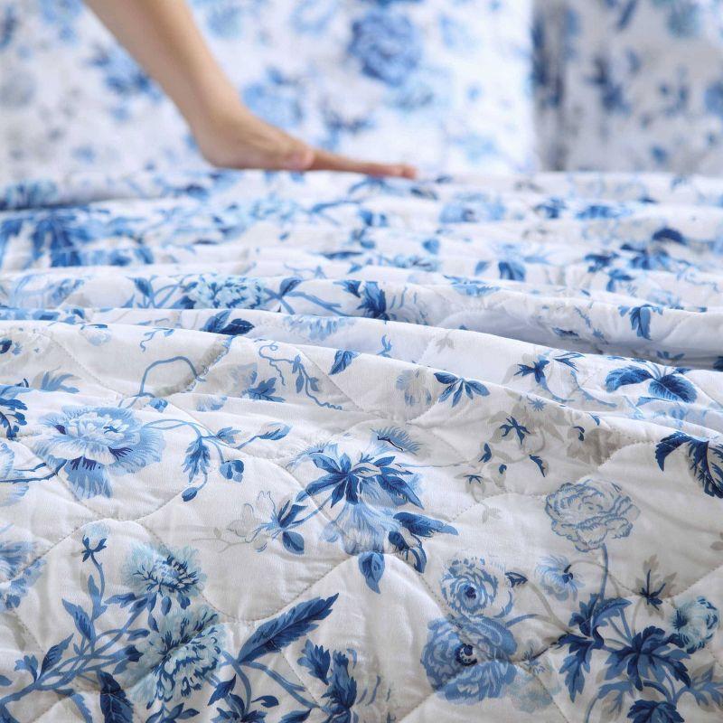 Laura Ashley Twin Breezy Floral Quilt Set Blue