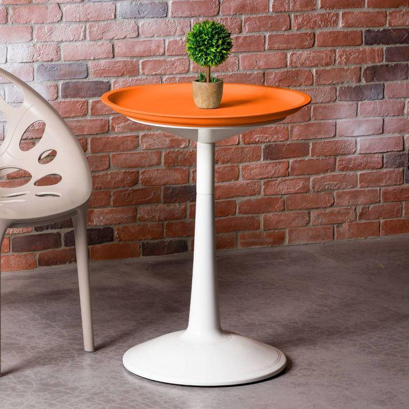 Orange and White Adjustable Resin Round Accent Table