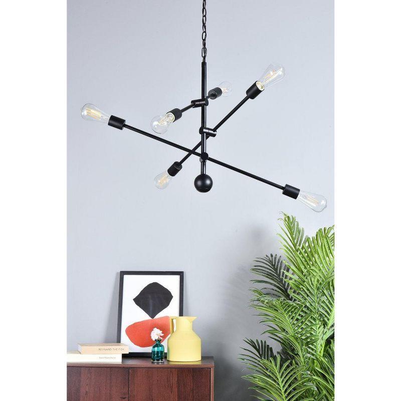 Elegant Lighting Axel 6 lights black pendant with chain