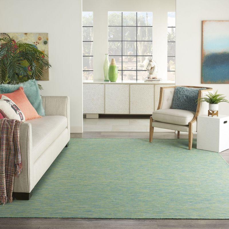 Positano Blue and Green Synthetic 6' x 9' Reversible Rug