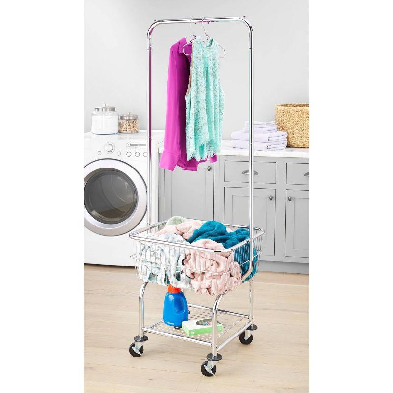 Whitmor Commercial Laundry Butler Silver: Chrome Clothes Drying & Clothing Rack, 100 lb Capacity, 70.3" Height