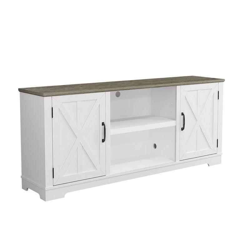 70" Classic Style TV Stand for TVs up to 78" White - Festivo: Farmhouse Design, Cable Management, Adjustable Storage
