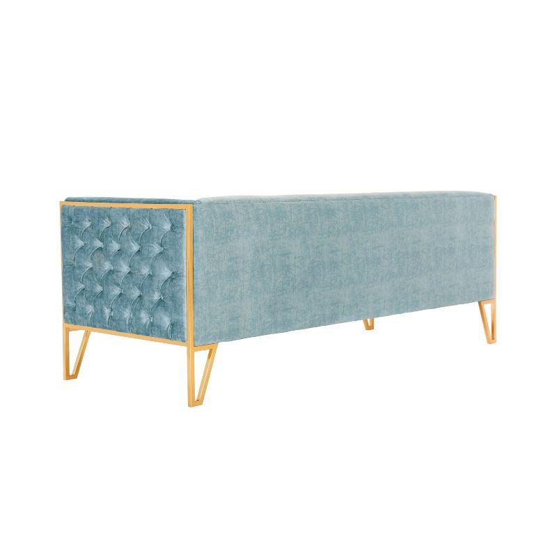Vector Velvet 3 Seater Sofa Ocean Blue - Manhattan Comfort