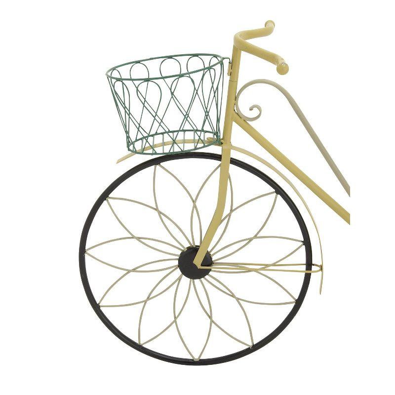 32" Traditional Iron Novelty Bicycle Plant Stand Yellow - Olivia & May: Metal Planter Pedestal, Weather-Resistant