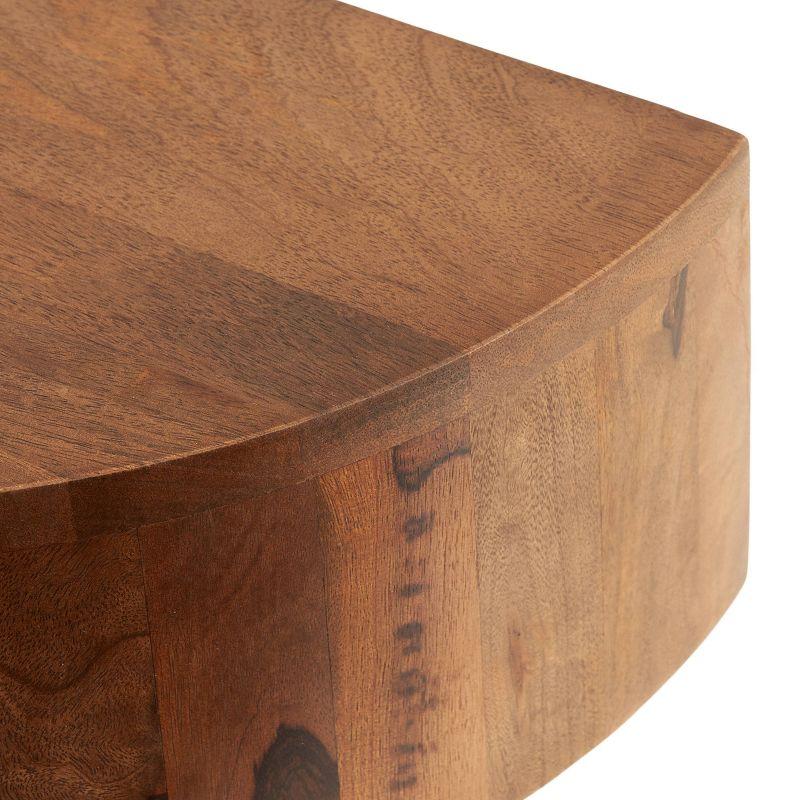 Walnut Brown Mango Wood Floating Side Table with Drawer