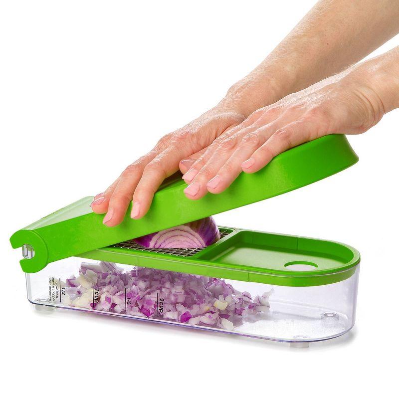 Prepworks Onion Chopper Green: Manual Vegetable Dicer, Dishwasher-Safe, ABS & Stainless Steel