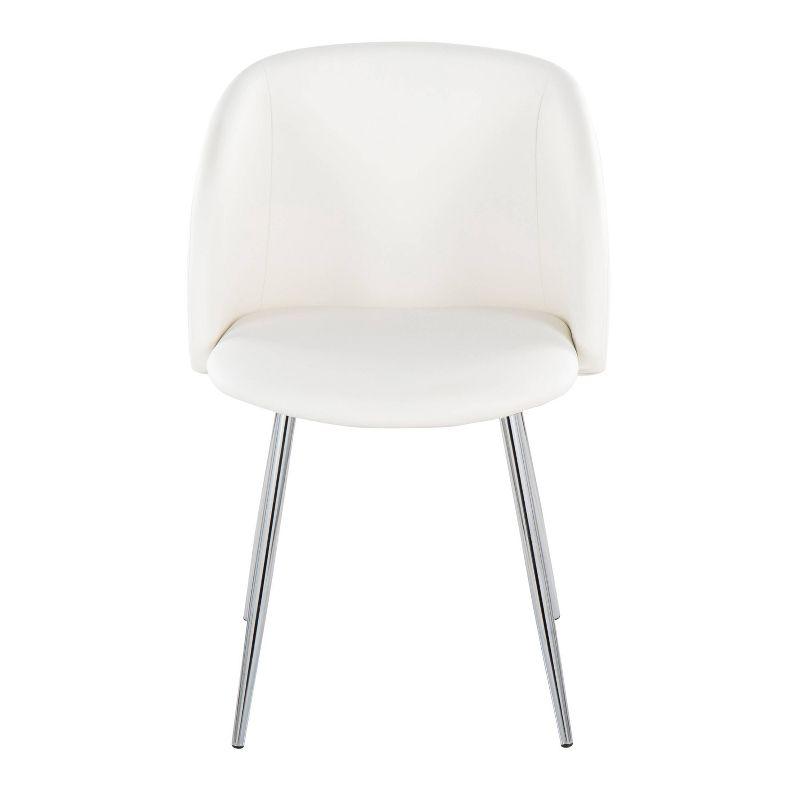 Set of 2 Fran Dining Chairs Chrome/White - LumiSource: Faux Leather Upholstered, Metal Legs, Modern Design