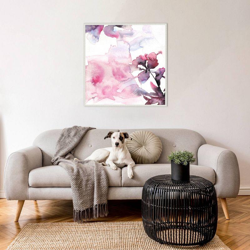 Amanti Art Watercolor Floral Pink Purple Trio II by Andrea Bijou Framed Canvas Wall Art Print