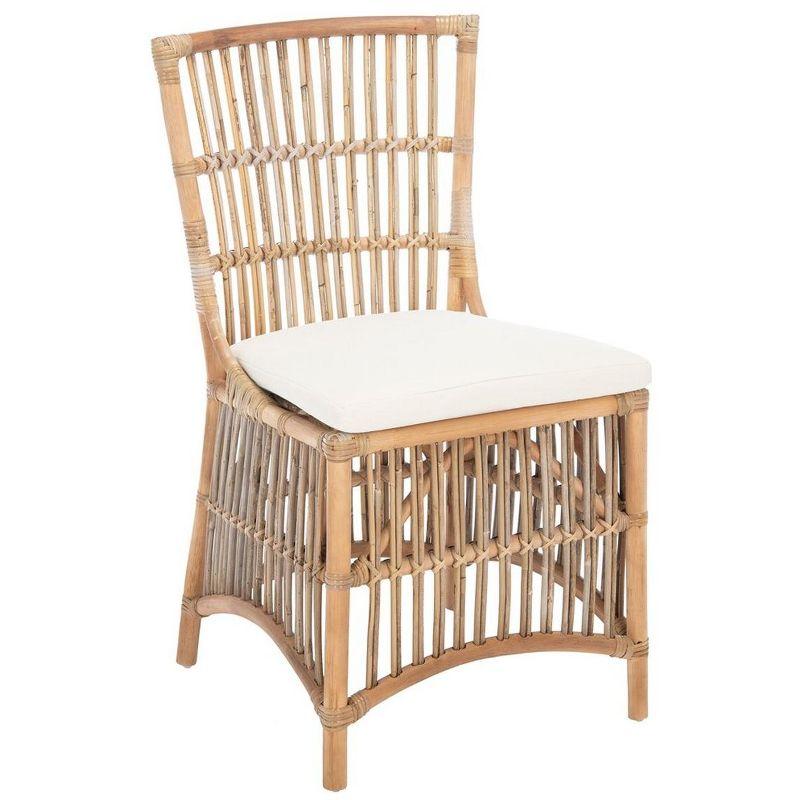 Erika Rattan Accent Chair W/ Cushion - ACH6511 - Set of 2 - White/Natural Unfinished - Safavieh
