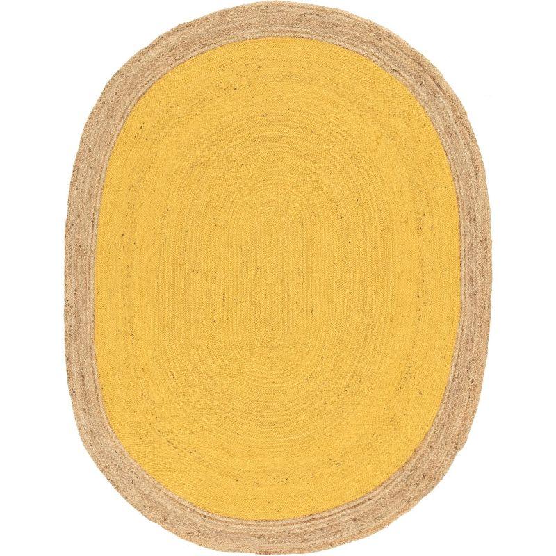 Yellow Oval Braided Jute 8' x 10' Area Rug