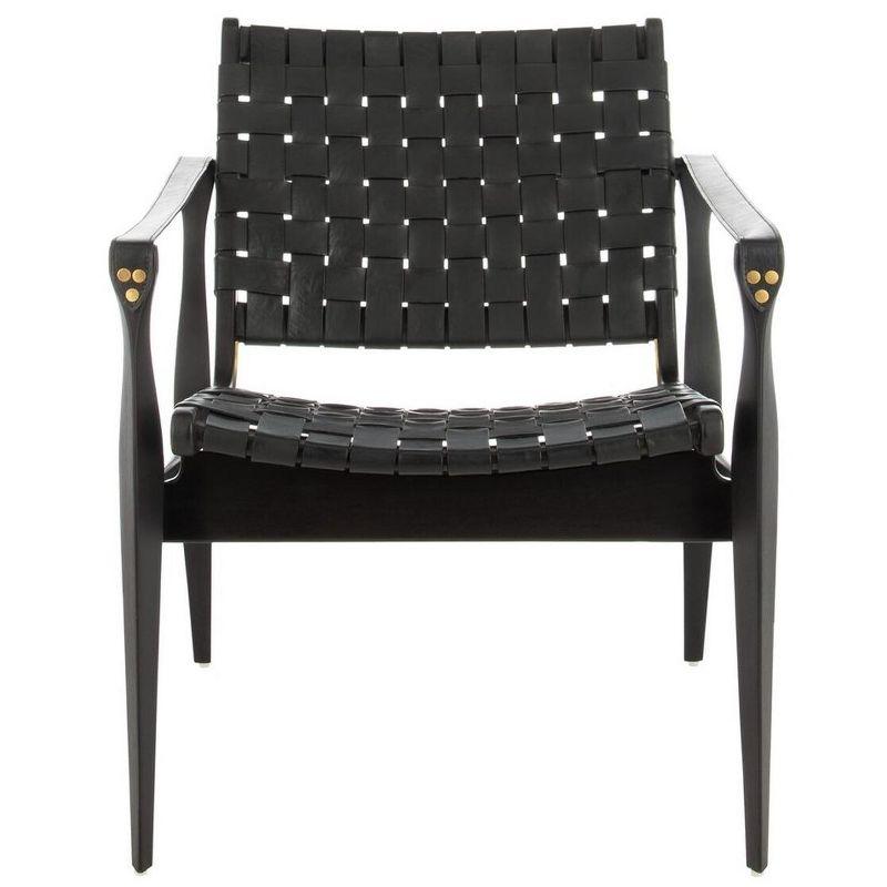 Black Mahogany Leather Safari Accent Chair 25"