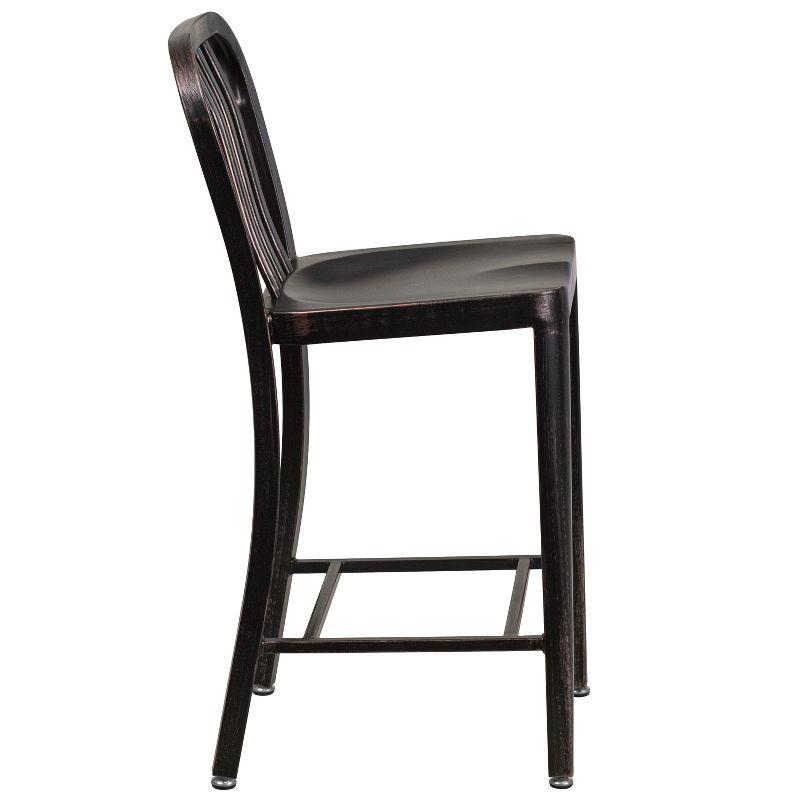 Sleek 24" Black-Antique Gold Metal Indoor-Outdoor Counter Stool