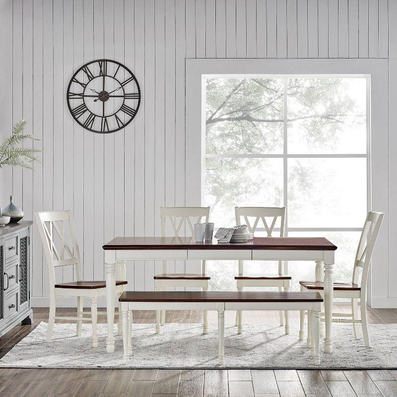 Shelby 6-Piece Antique White Extendable Dining Set with Bench