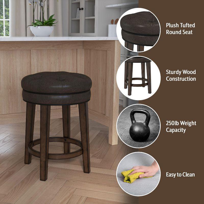 25.5" Krauss Wood Backless Swivel Counter Height Barstool Charcoal Gray - Hillsdale Furniture: Matte Finish, Rubberwood Frame