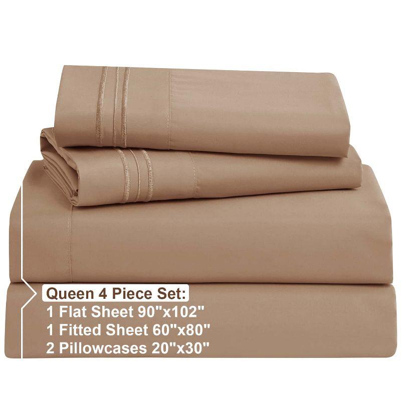 Nestl 4 Piece Queen Bed Sheet Set, Deep Pocket Extra Soft Microfiber Queen Sheets - Taupe Sand