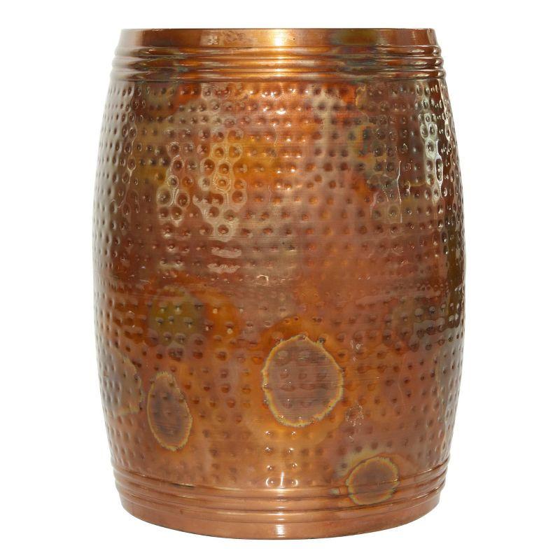 Metal Drum Copper Colored Accent Table - Olivia & May: Hammered Aluminum, Indoor Use, Fully Assembled