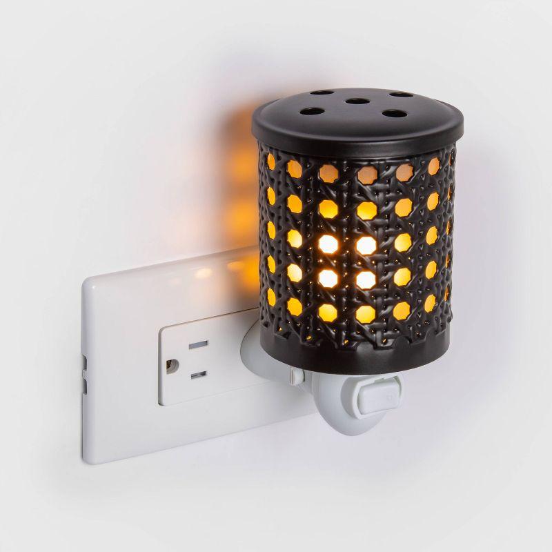 5.2" x 4.5" Bamboo Lattice Pattern Plug-In Scent Warmer Black - Threshold™: Electric Wax Melts Holder
