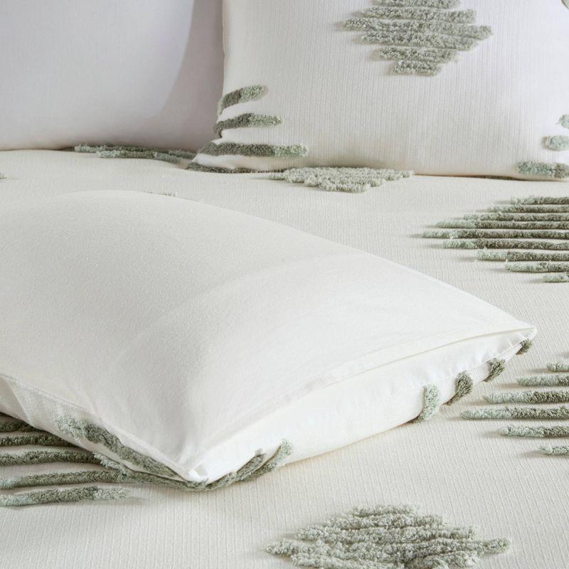 3pc Tahli Cotton Blend Chenille Duvet Cover Set Green/Ivory - Ink+Ivy