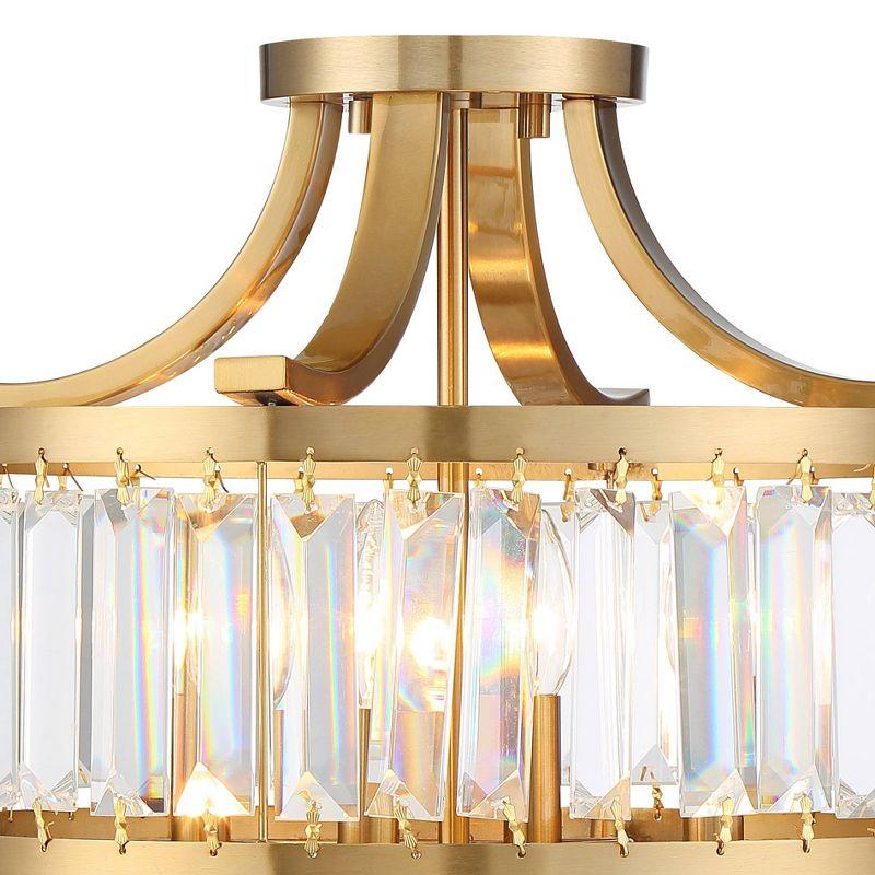 Elegant Brass and Crystal 19.5" Drum Ceiling Light